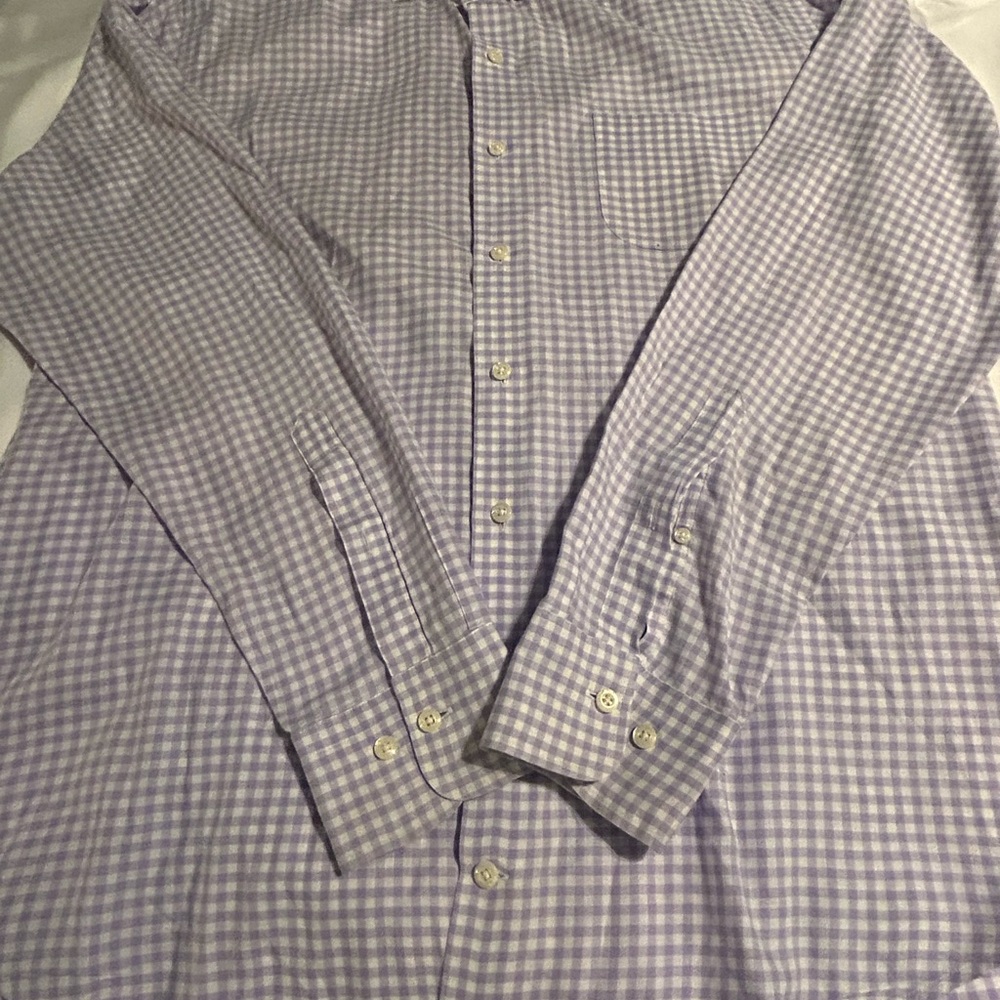 Peter Millar Purple Checkered Button Down Shirt - image 1